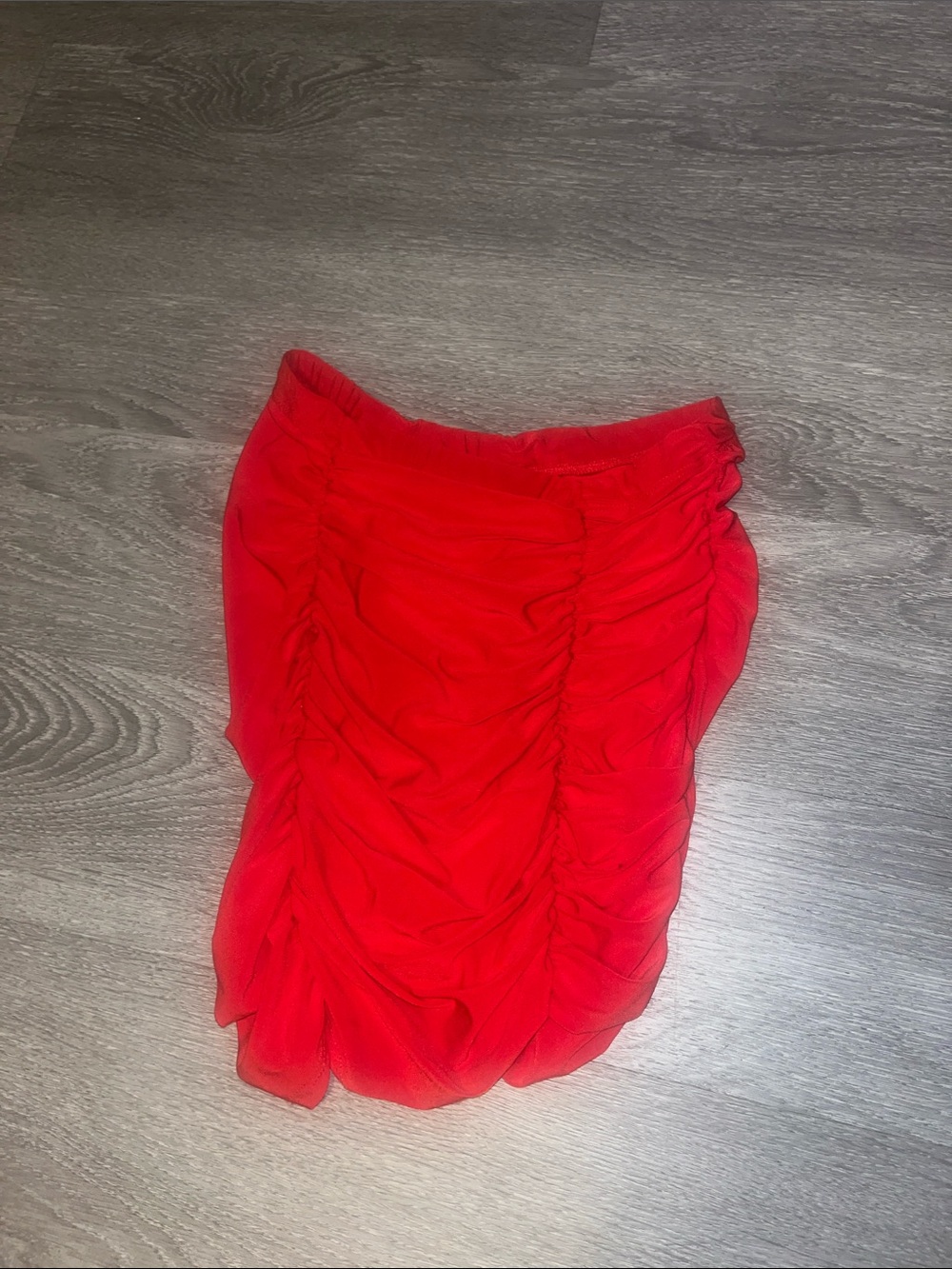 Bold Red Ruched Mini Skirt